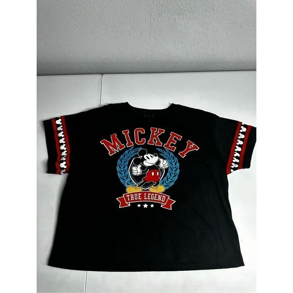 Disney Mickey Moose Womans Short Sleeve T-Shirt Cotton Blend Black Size XG